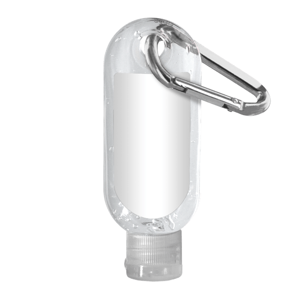 1.9 oz. Clear Sanitizer in Clear Bottle with Carabiner 33