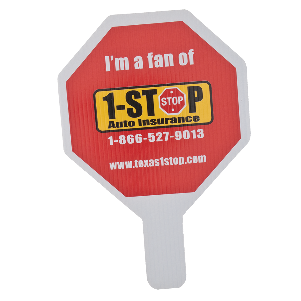 Stop Sign Shape Hand Fan, Screen Printed 13