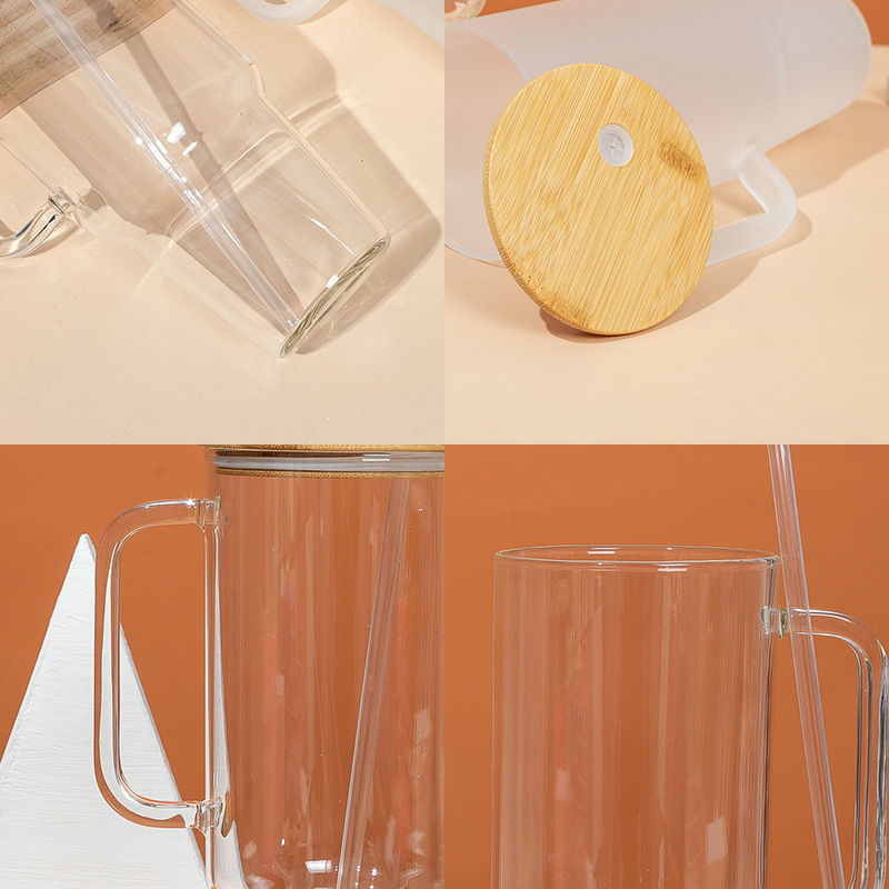 40 oz High Borosilicate Glass Water Bottle Travel Mug Cup with Handle and Straw 6