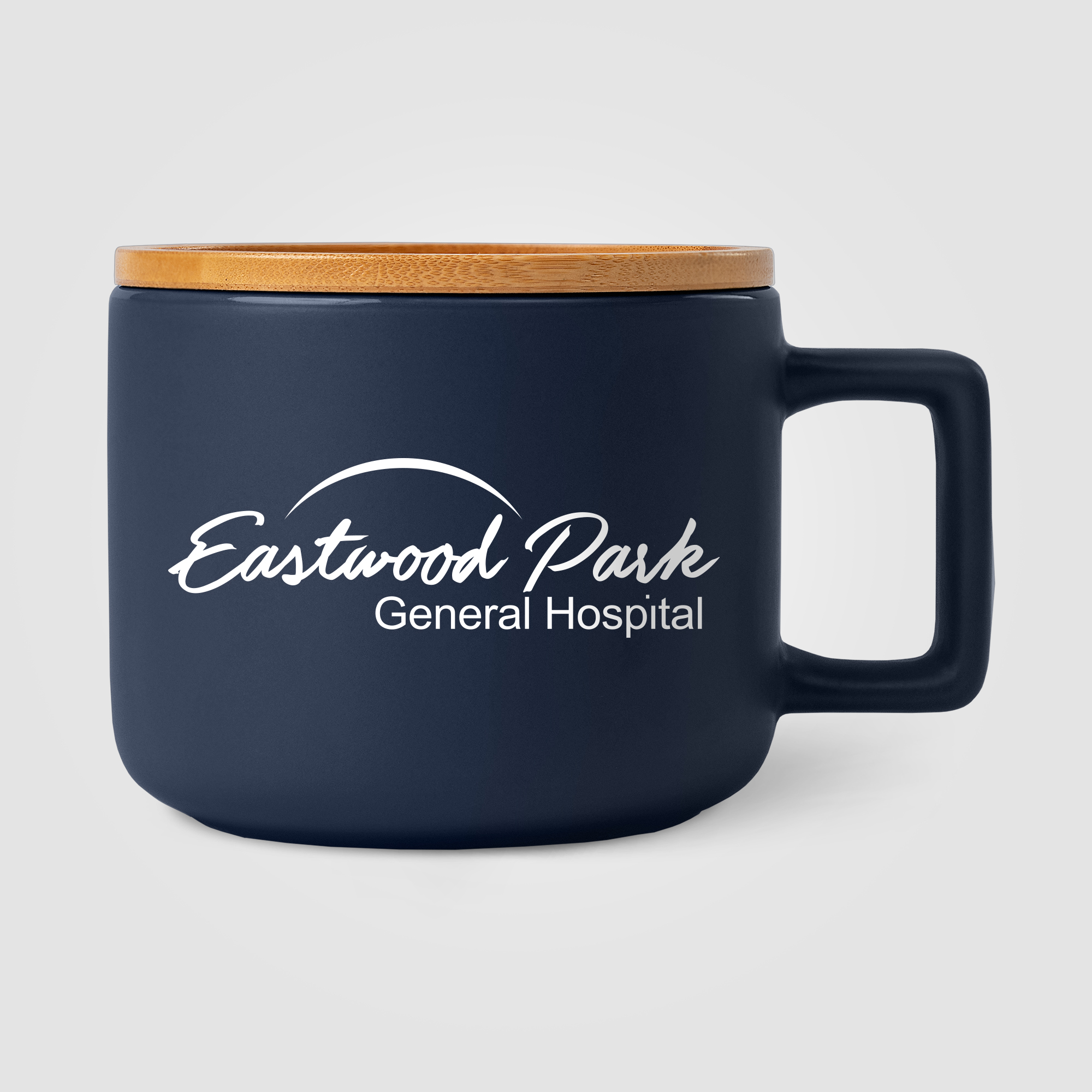 Café Virtuoso -  12 oz. Ceramic Mug with Bamboo Lid, custom mug with logo imprint 3