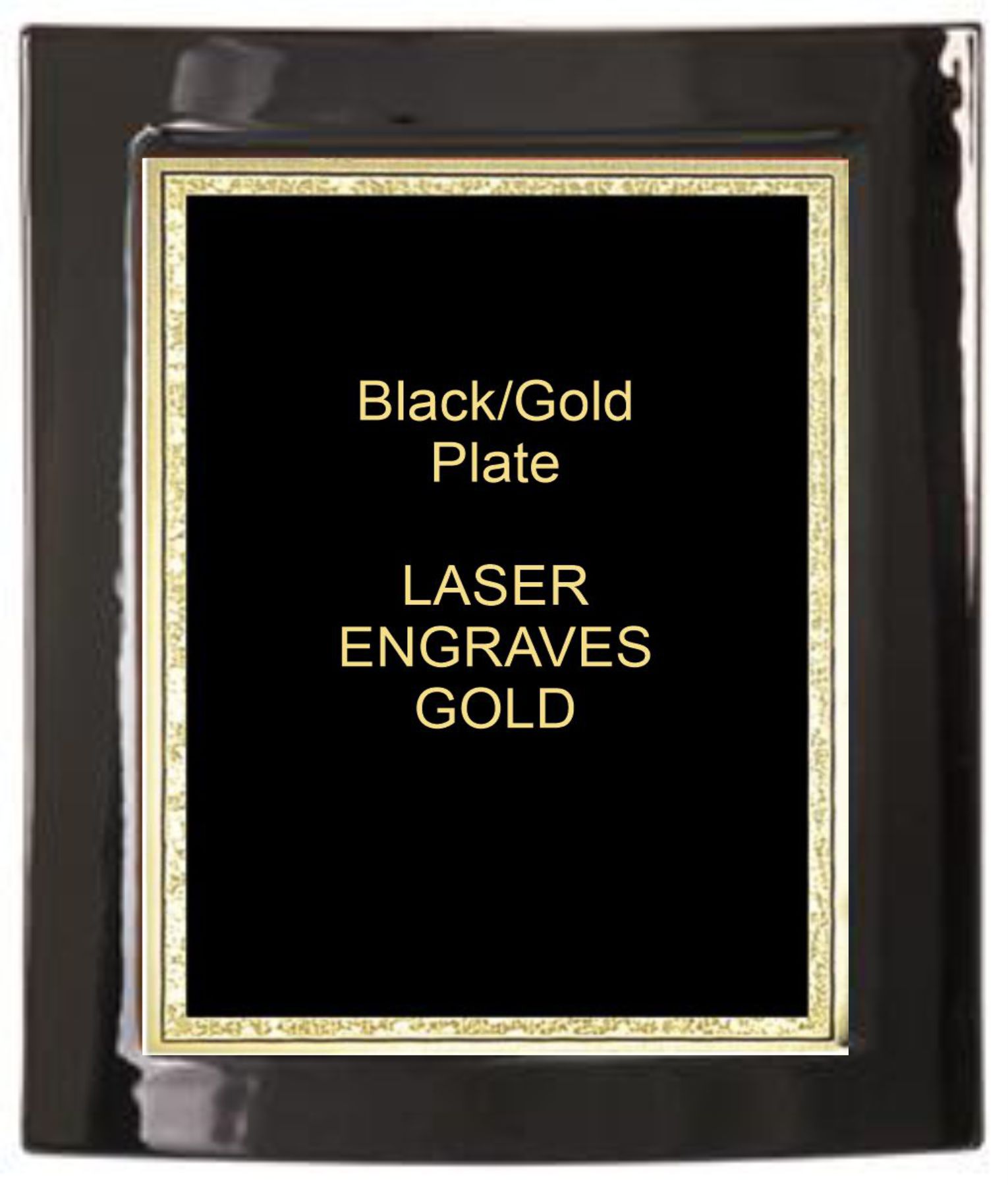 7-1/2" x 9" Black Piano Finish Eclipse Plaque with a Black Florentine Plate 2