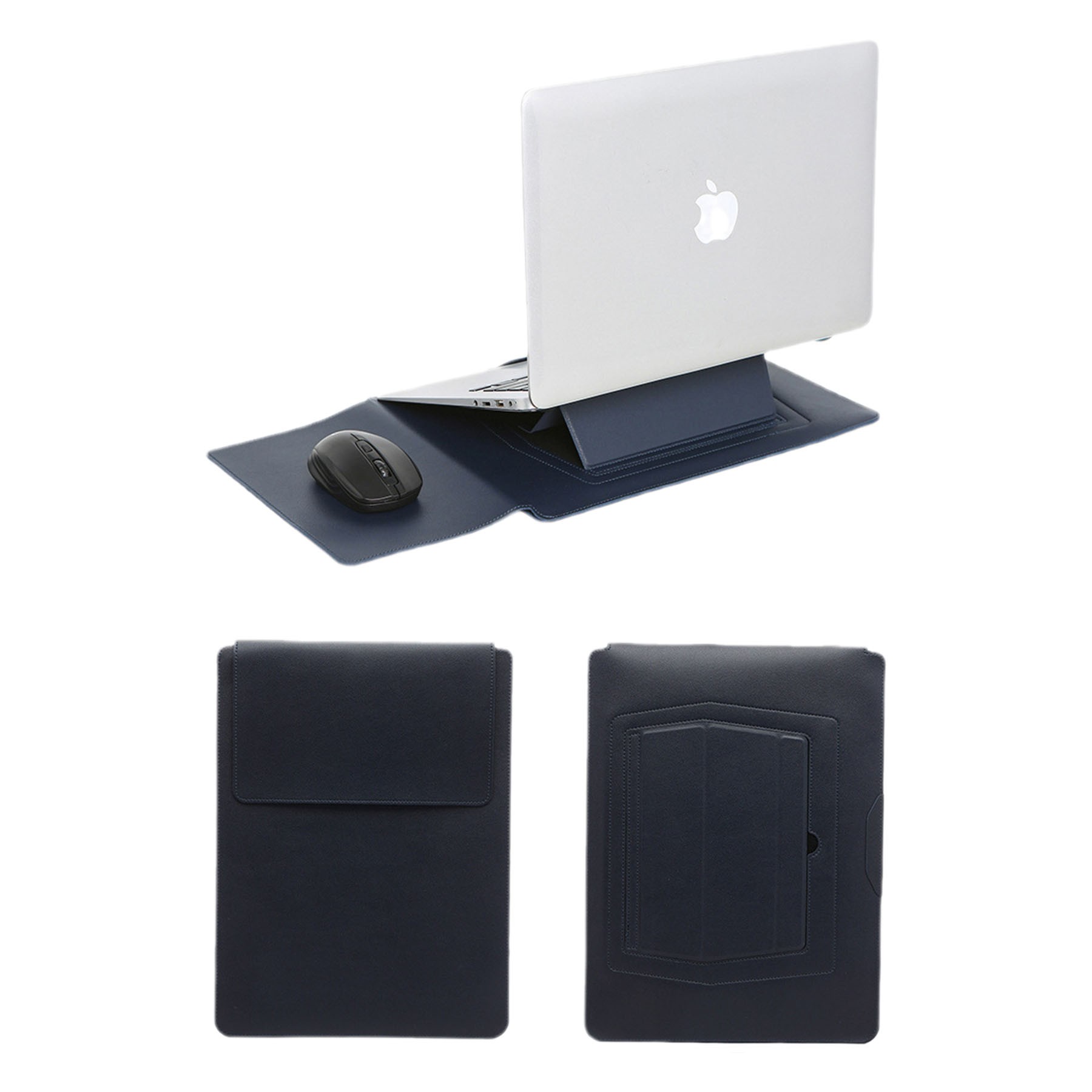 13" PU Leather Laptop Stand Protective Sleeve W/ Mouse Pad 5