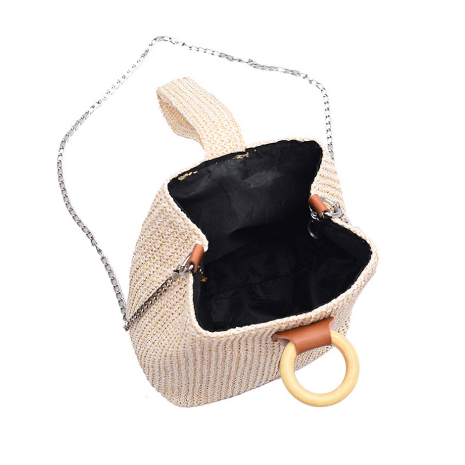 Womens Lightweight Chic Woven Straw Crossbody Bag 4