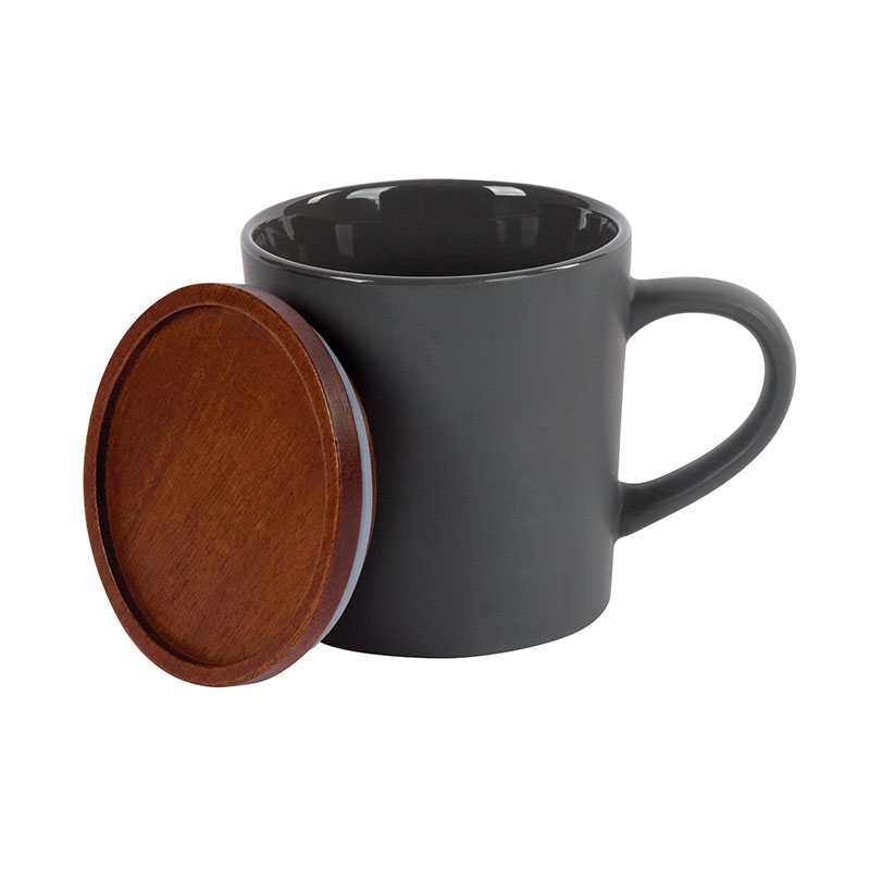 Copenhagen 16 oz. Ceramic Mug w/ Wood Lid 10
