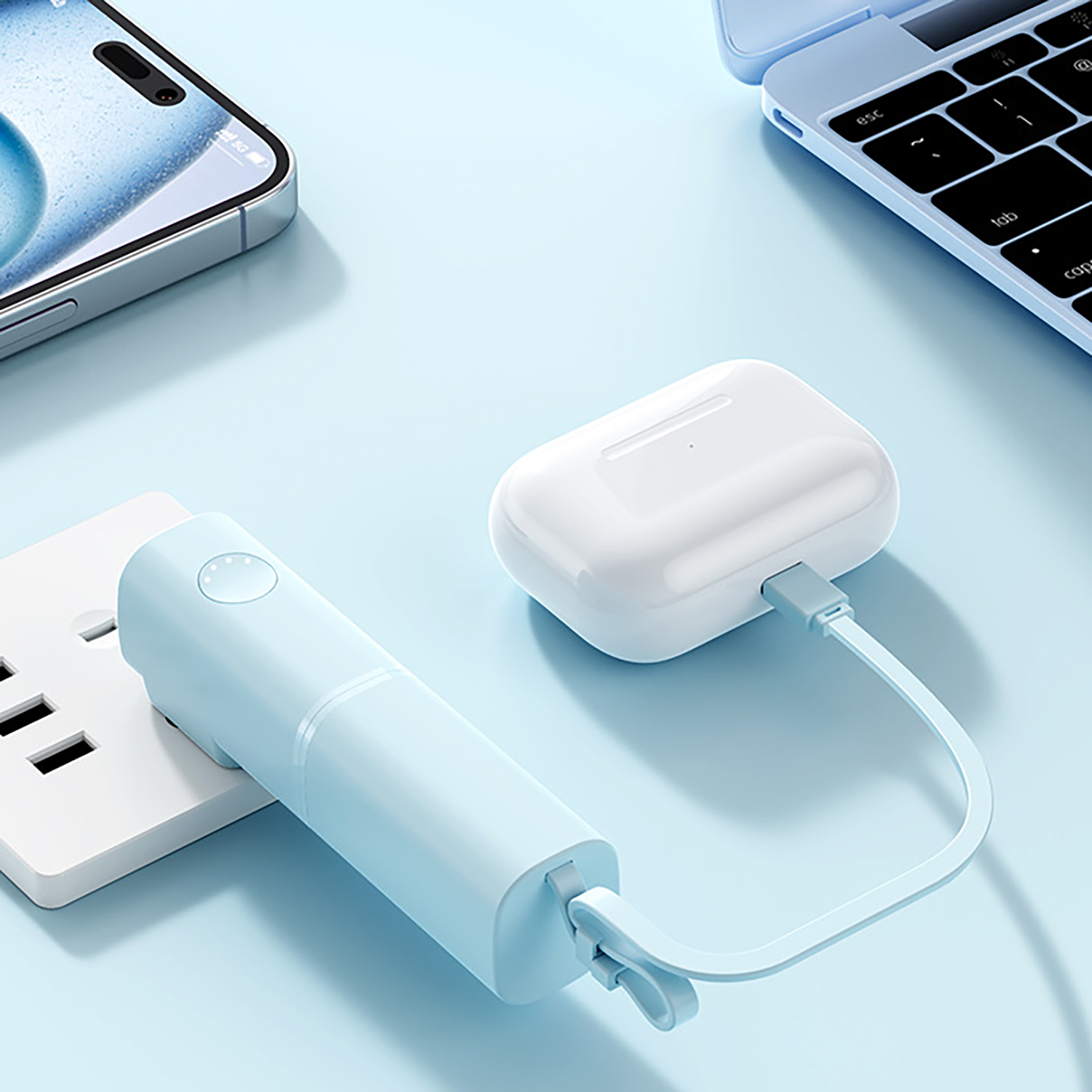 Mini 3-in-1 Fast Charging Power Bank with Foldable Charger 7