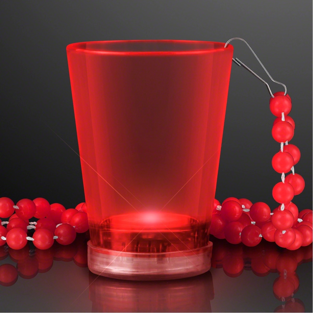 2 Oz. Light Up Green Shot Glass w/ Bead Necklace 3