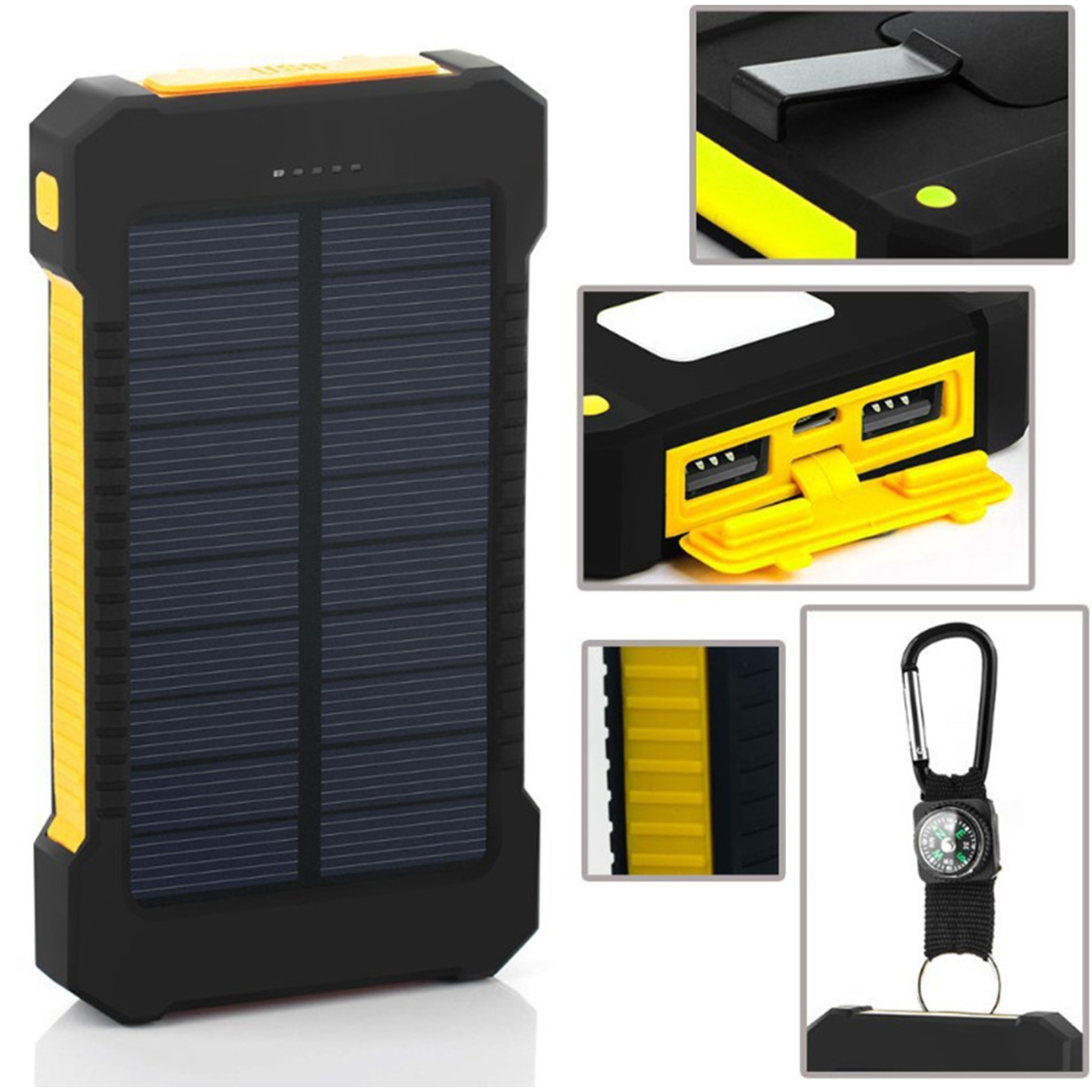 Solar Power Bank With Carabiner 2