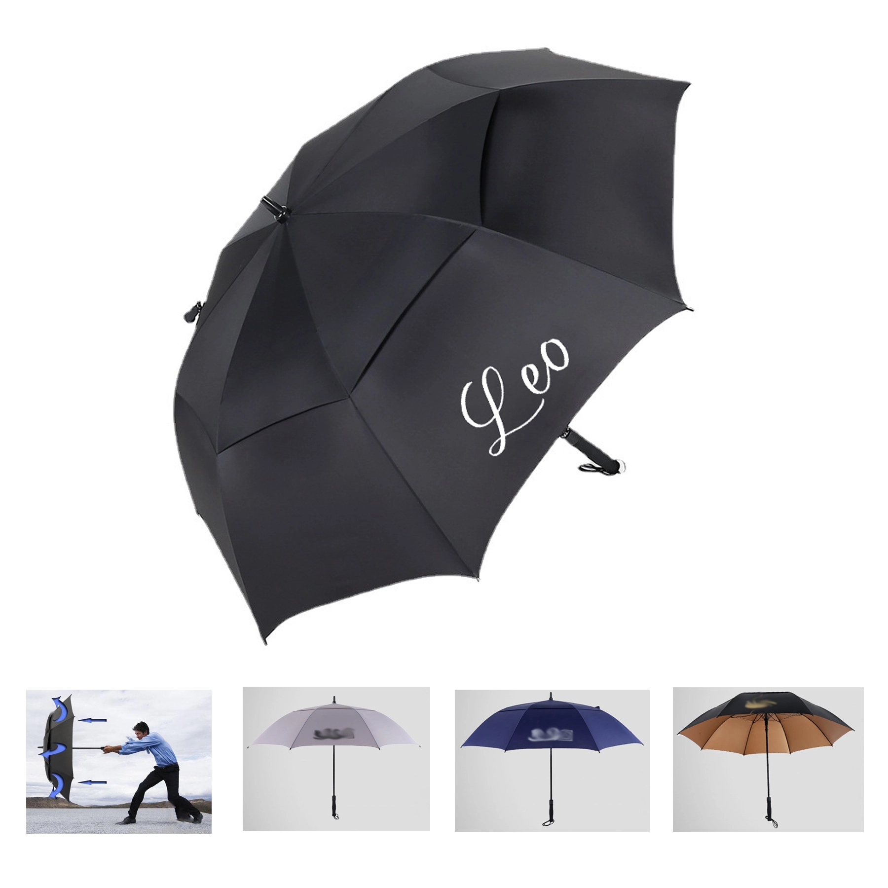 190T Pongee Windproof Umbrella 2