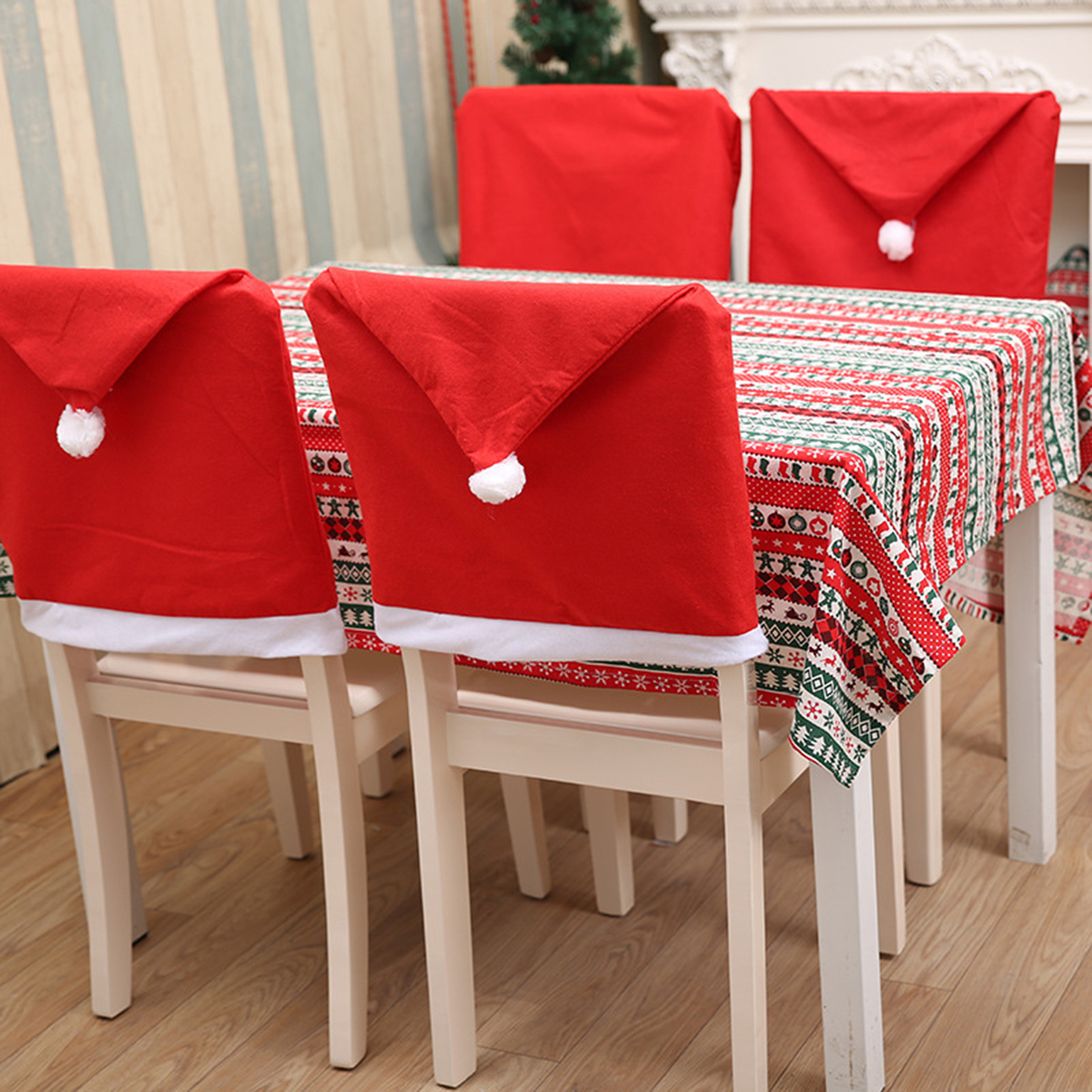 Red Non-Woven Fabrics Christmas Chair Covers 1