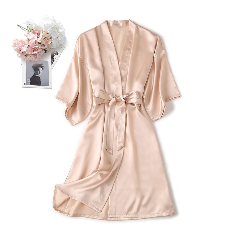 ladies nightgown imitation silk summer bathrobe 1