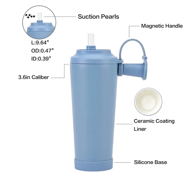 Portable Magnetic Ceramic Liner Straw Cup - 24oz Hand-Held 1