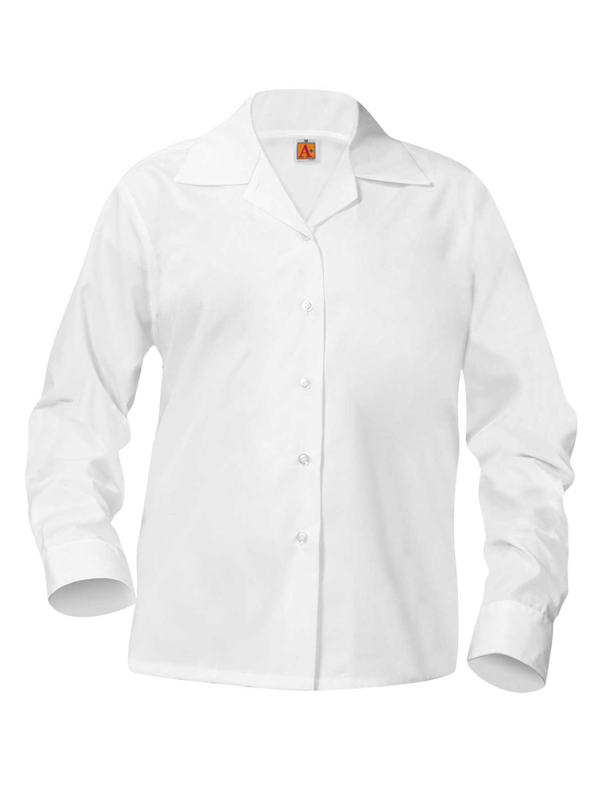 A+ Uniforms - Girls' Pointed Collar Long Sleeve Broadcloth Blouse