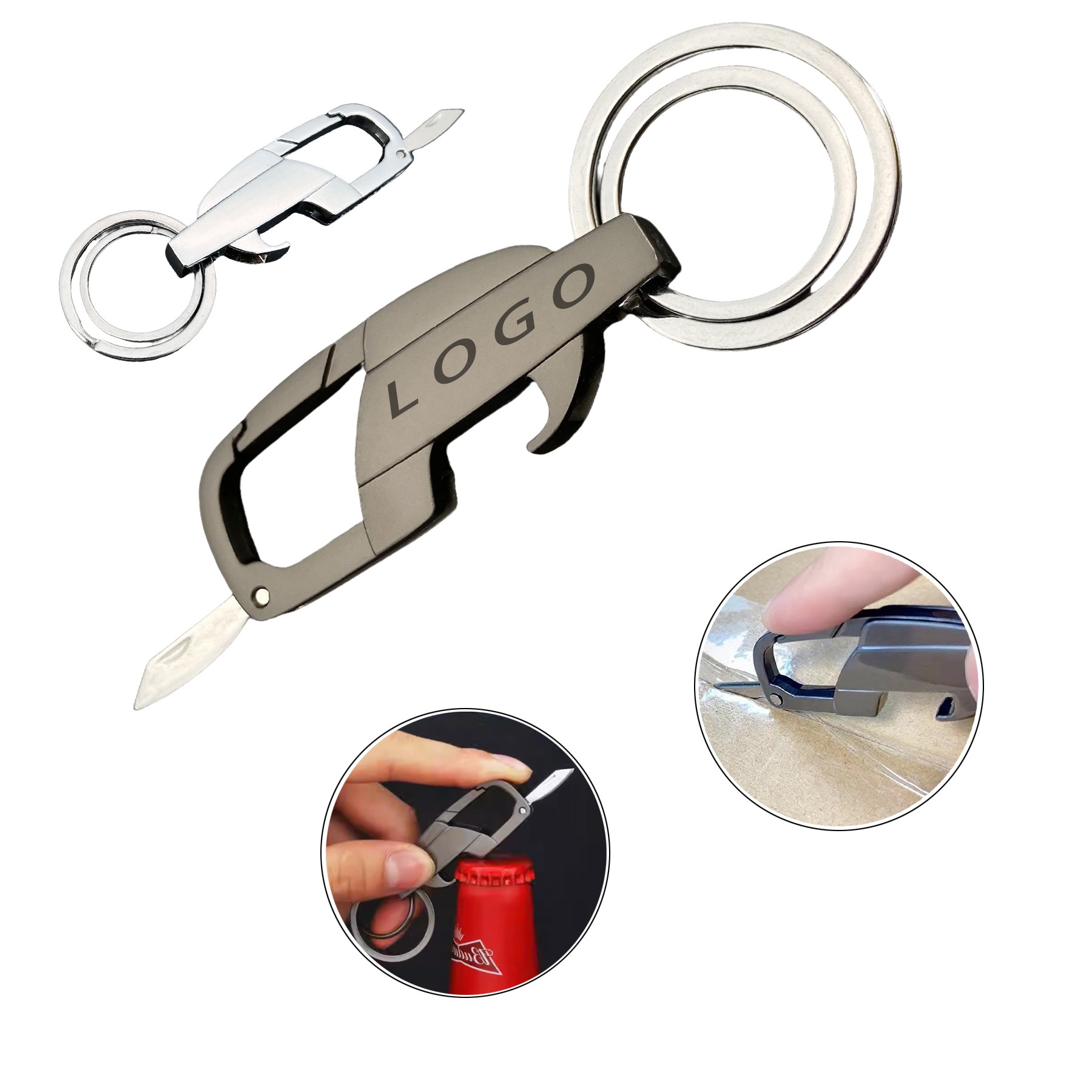 Multi-Functional Keychain With Opener And Knife