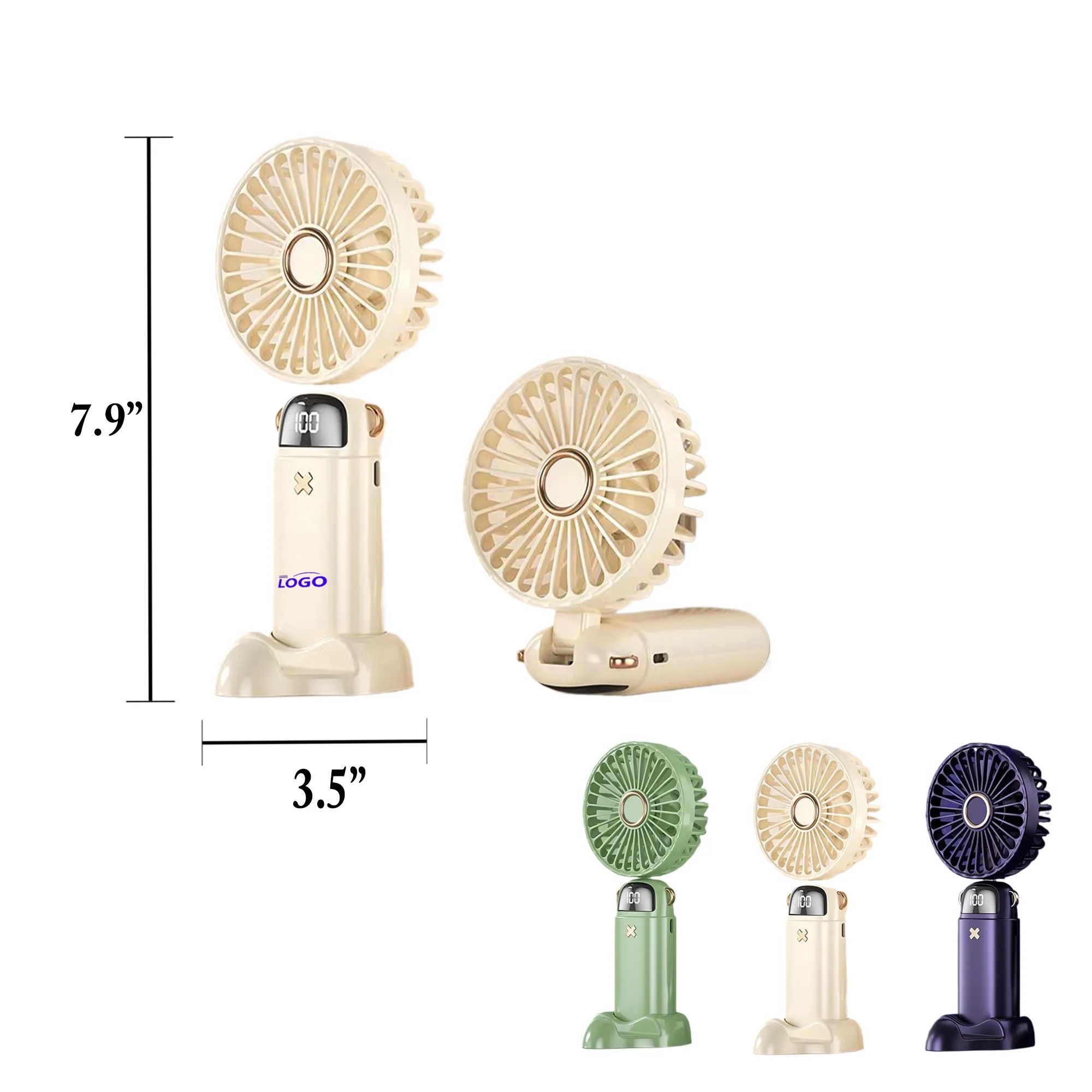 MOQ50 USB Digital Portable Folding Fan with Silent Base 3