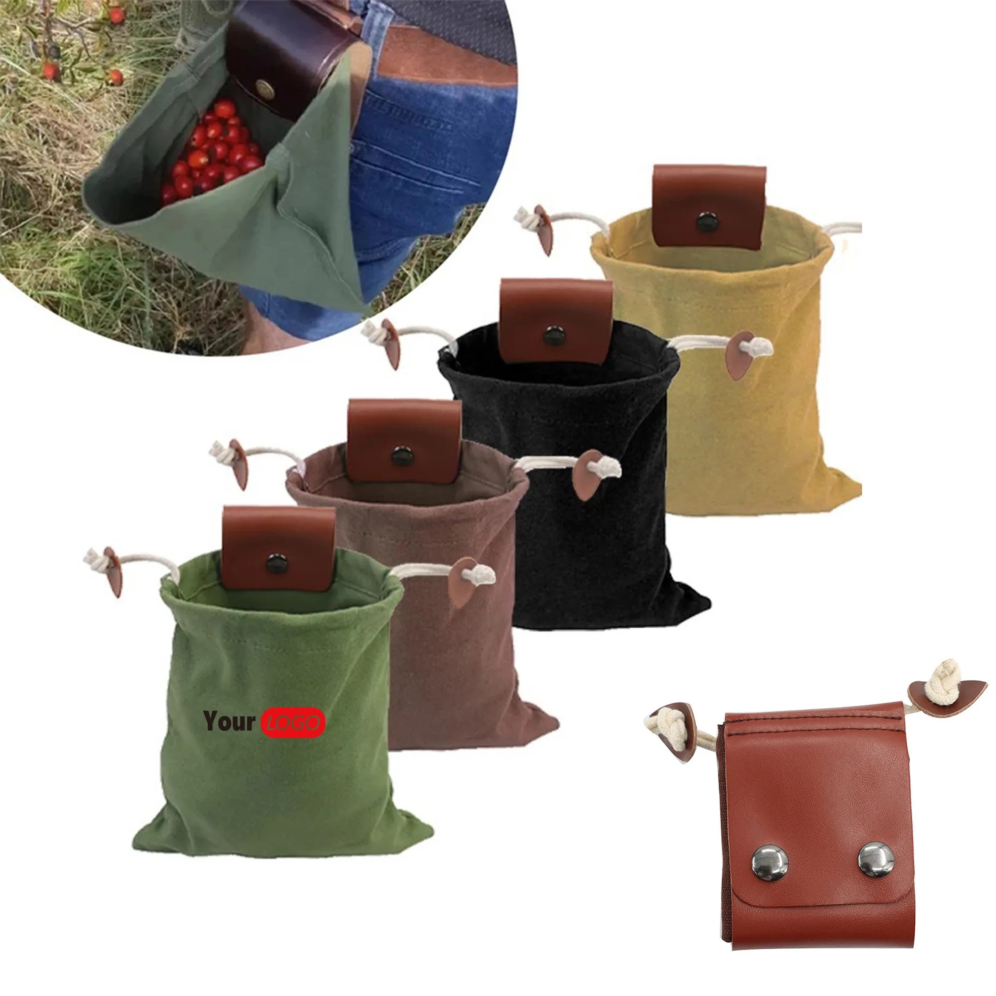 Full Color Foldable Garden Canvas Fruit Picking Bag 10pcs 4
