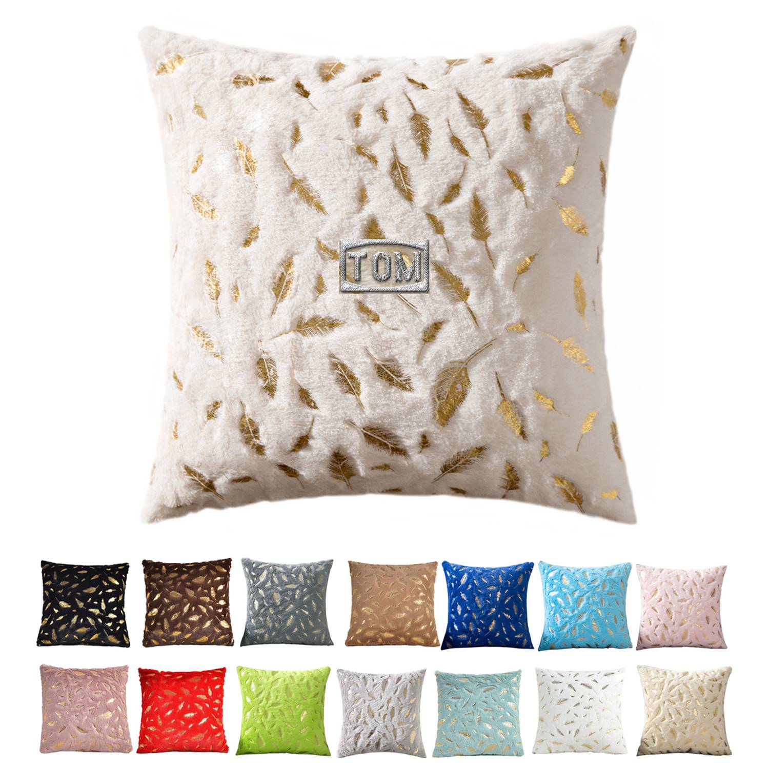 Double Sided Feather Hot Pressed Golden Plush Pillowcase 5