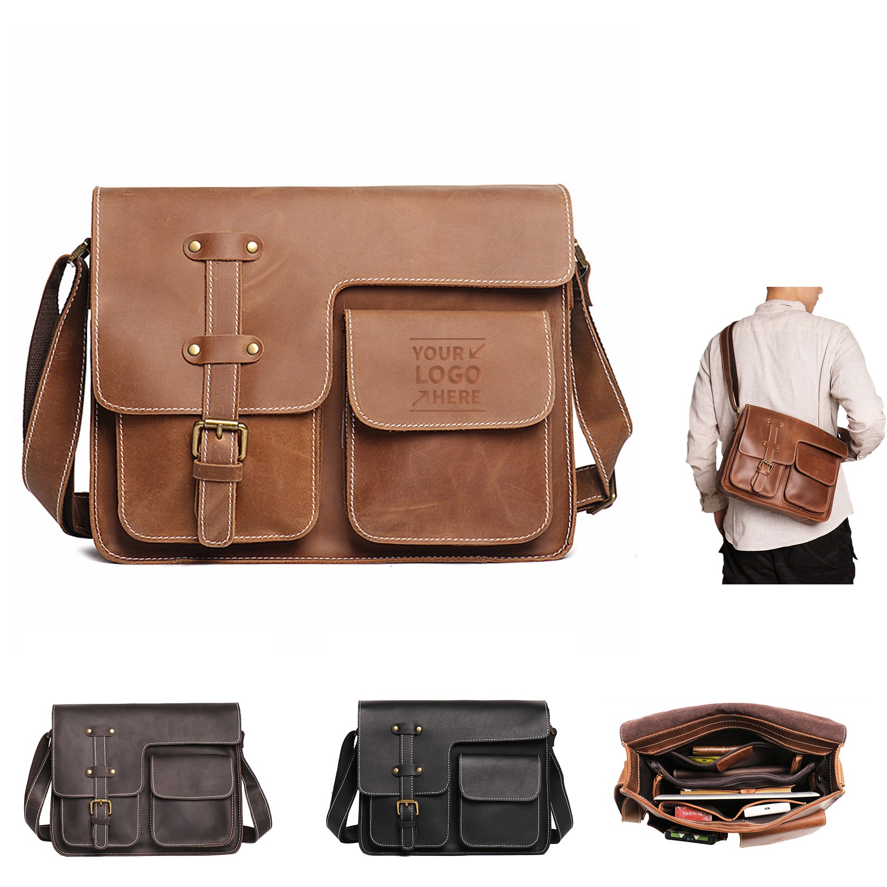 Men's Vintage Leather Casual Versatile Messenger Shoulder Belt Bag