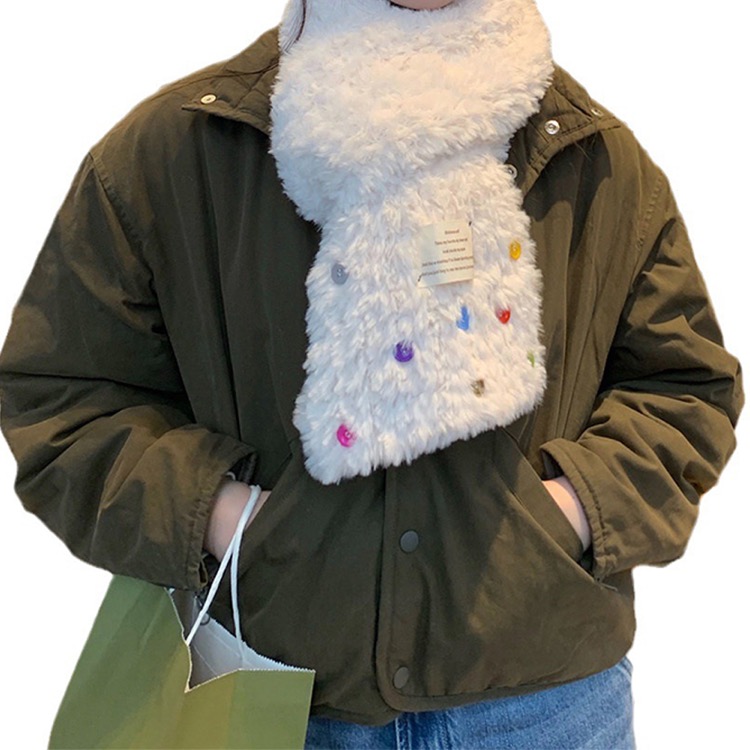 Colorful Button Plush Thickened Scarf 4
