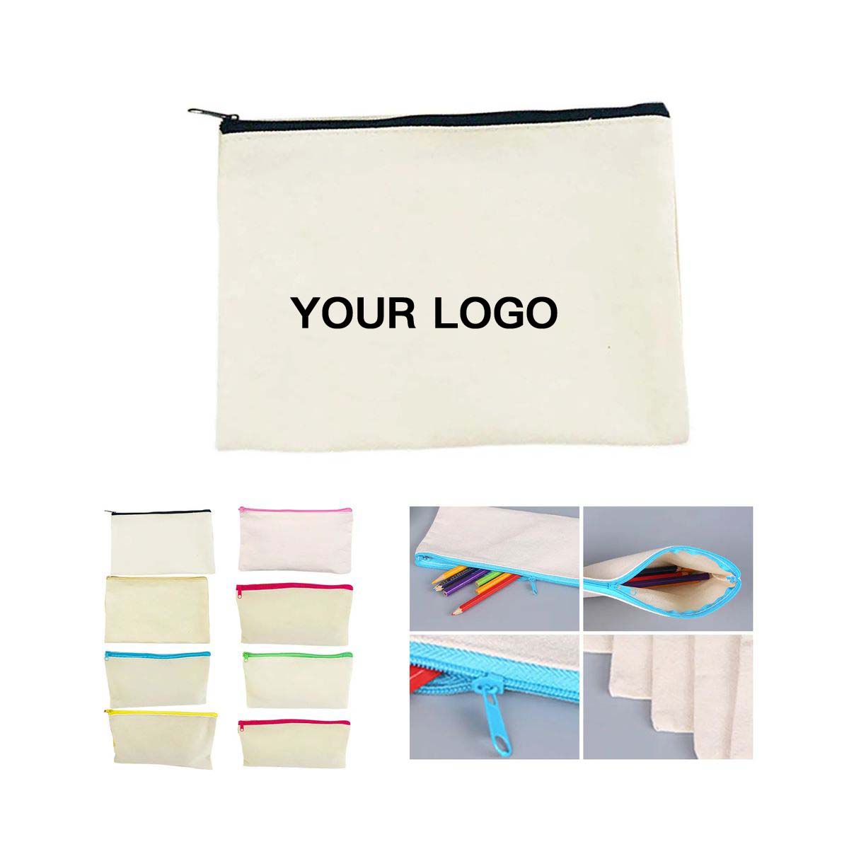 Durable Canvas Pouch with Zipper Closure, custom tote bag with logo imprint 8
