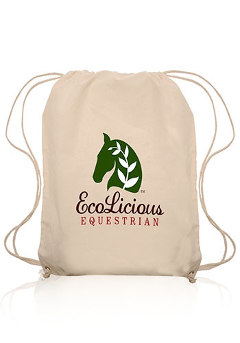 Cotton Drawstring Backpack - 14" W x 17" H 2