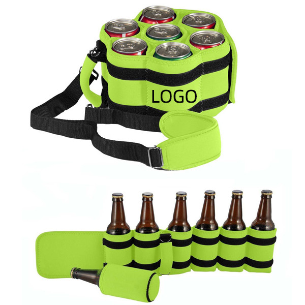 Collapsible 6 Pack Beer Bottle Cooler, custom koozie with logo imprint 2