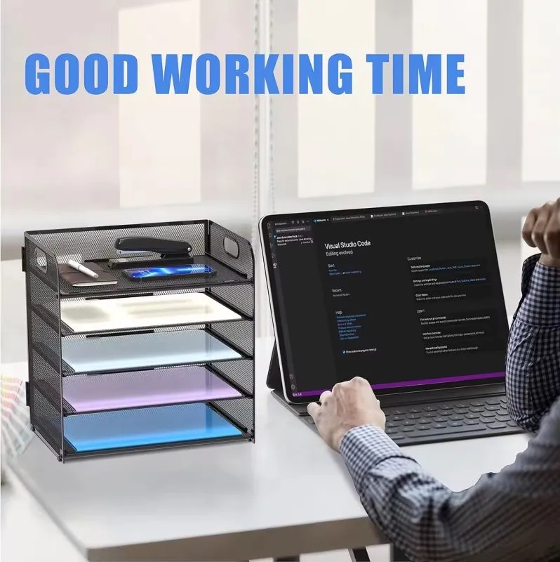 5-Tier Mesh Desk Organizer - File Storage Box 5