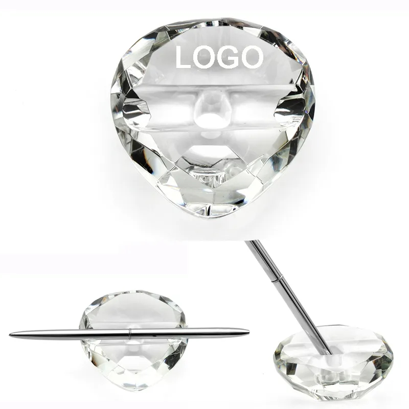 Crystal Wedding Pen Stand Paperweight - Heart 1