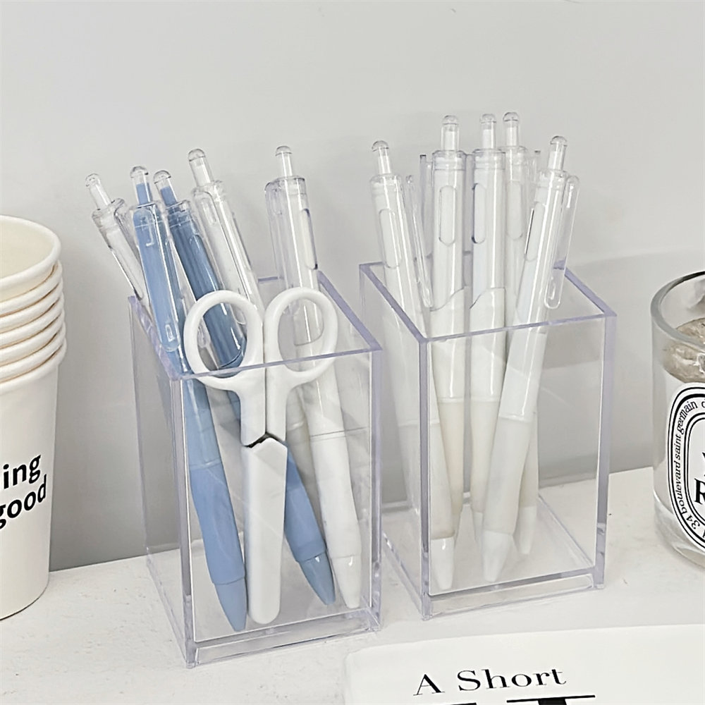 Clear Acrylic Pencil Pen Holder Cup Makeup Brush Storage Organizer 10