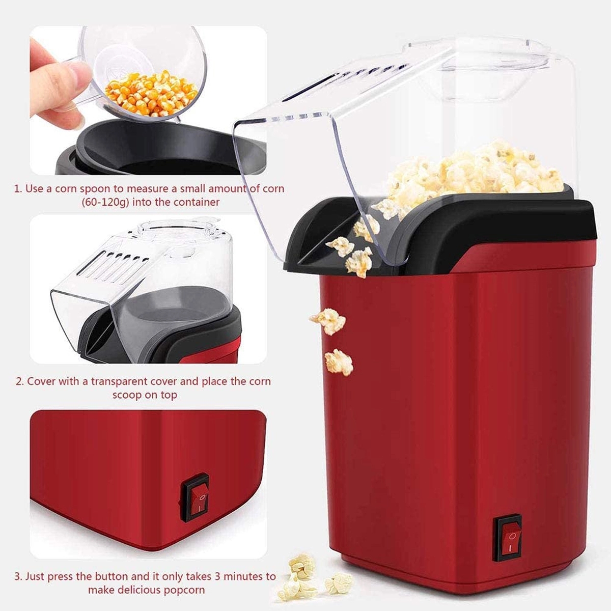 Hot Air Popcorn Popper Maker 6