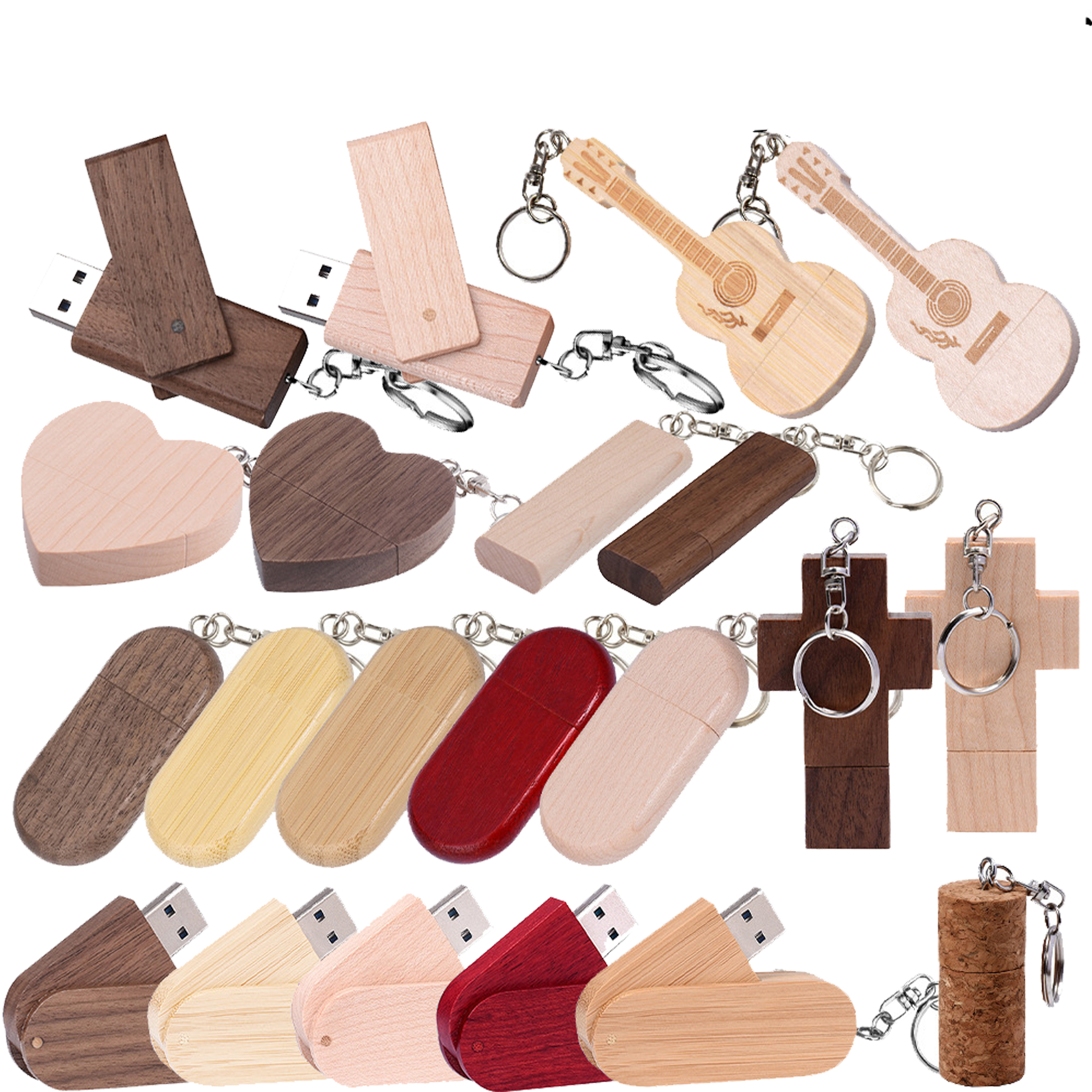 8GB wooden USB flash drive with a keychain 3