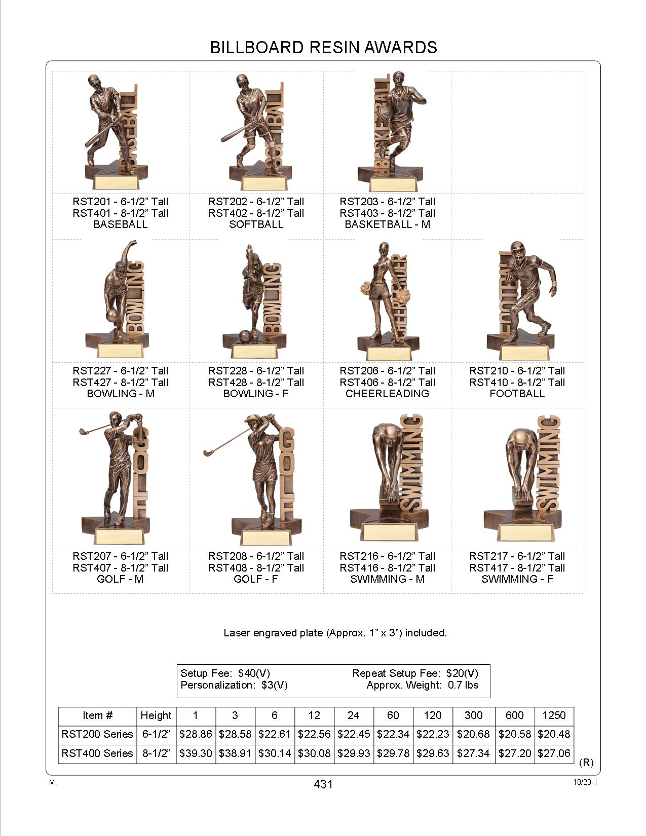 6 1/2" Tall Cheerleader Billboard Resin Award 3