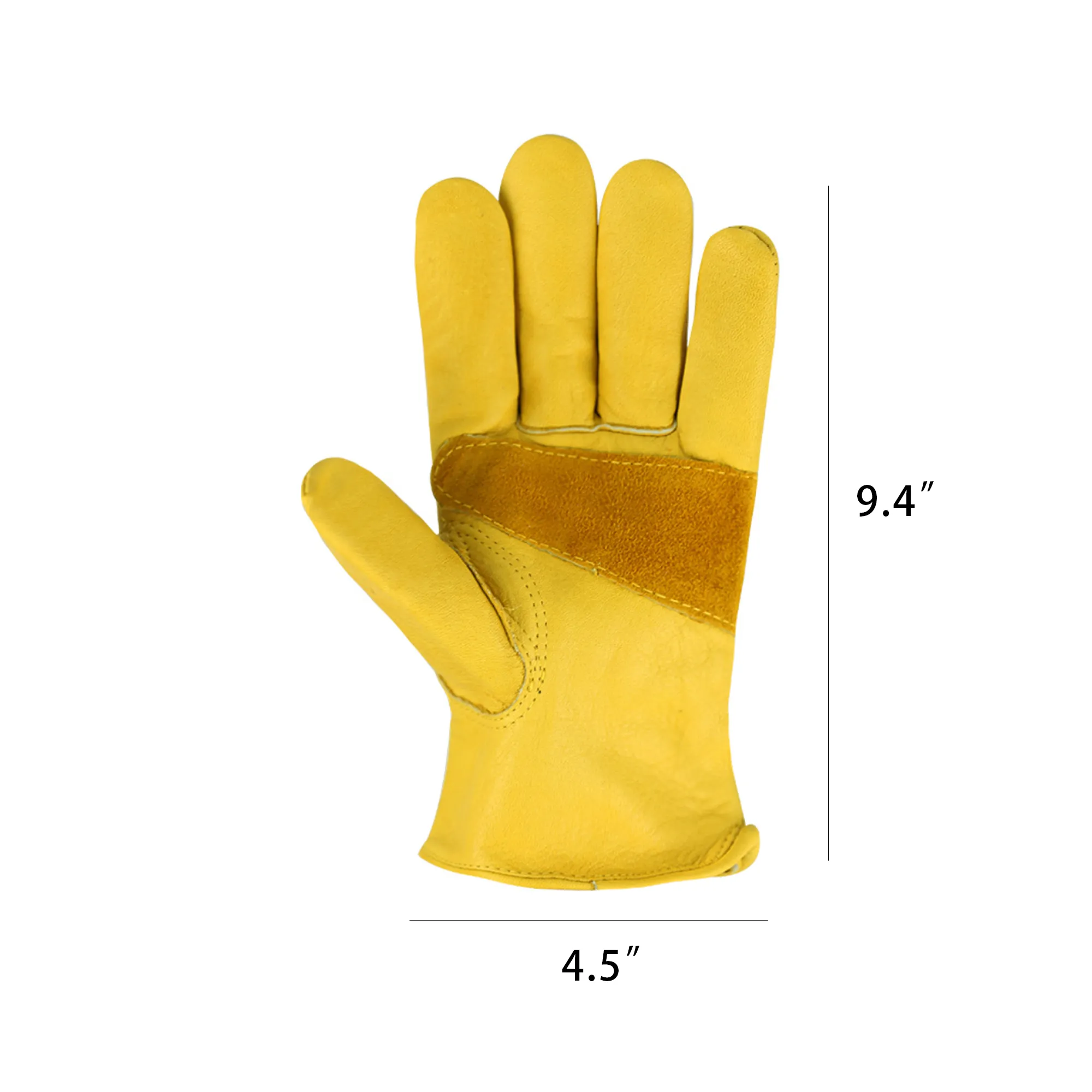 Yellow Cowhide Leather Work Gloves 2
