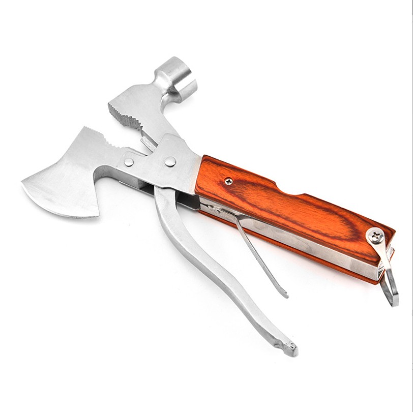 Outdoor Stainless Steel Multi-Tool with Wooden Handle 6
