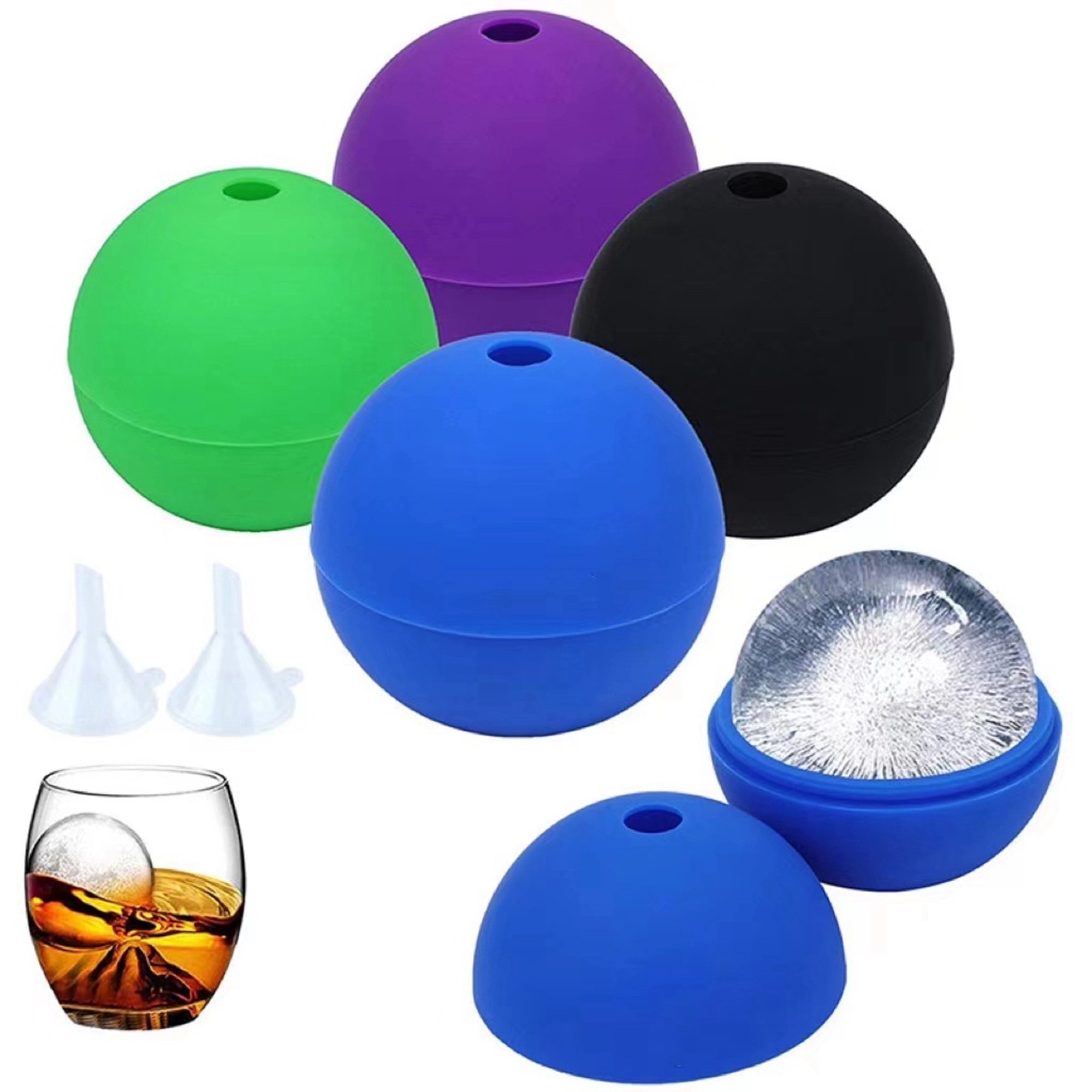 Ice Cube Trays Silicone Whiskey Ball Maker with Lids