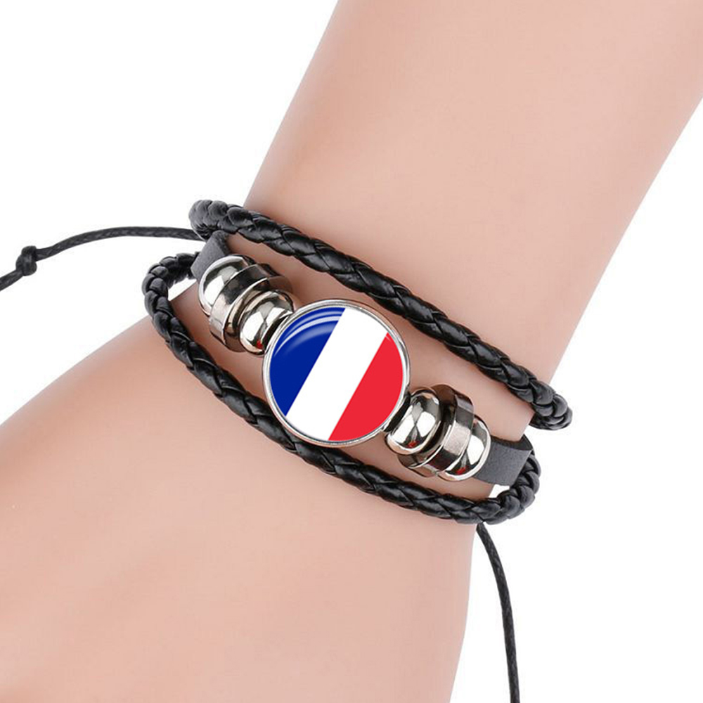Qatar World Cup National Flag Leather Woven Bracelet 5