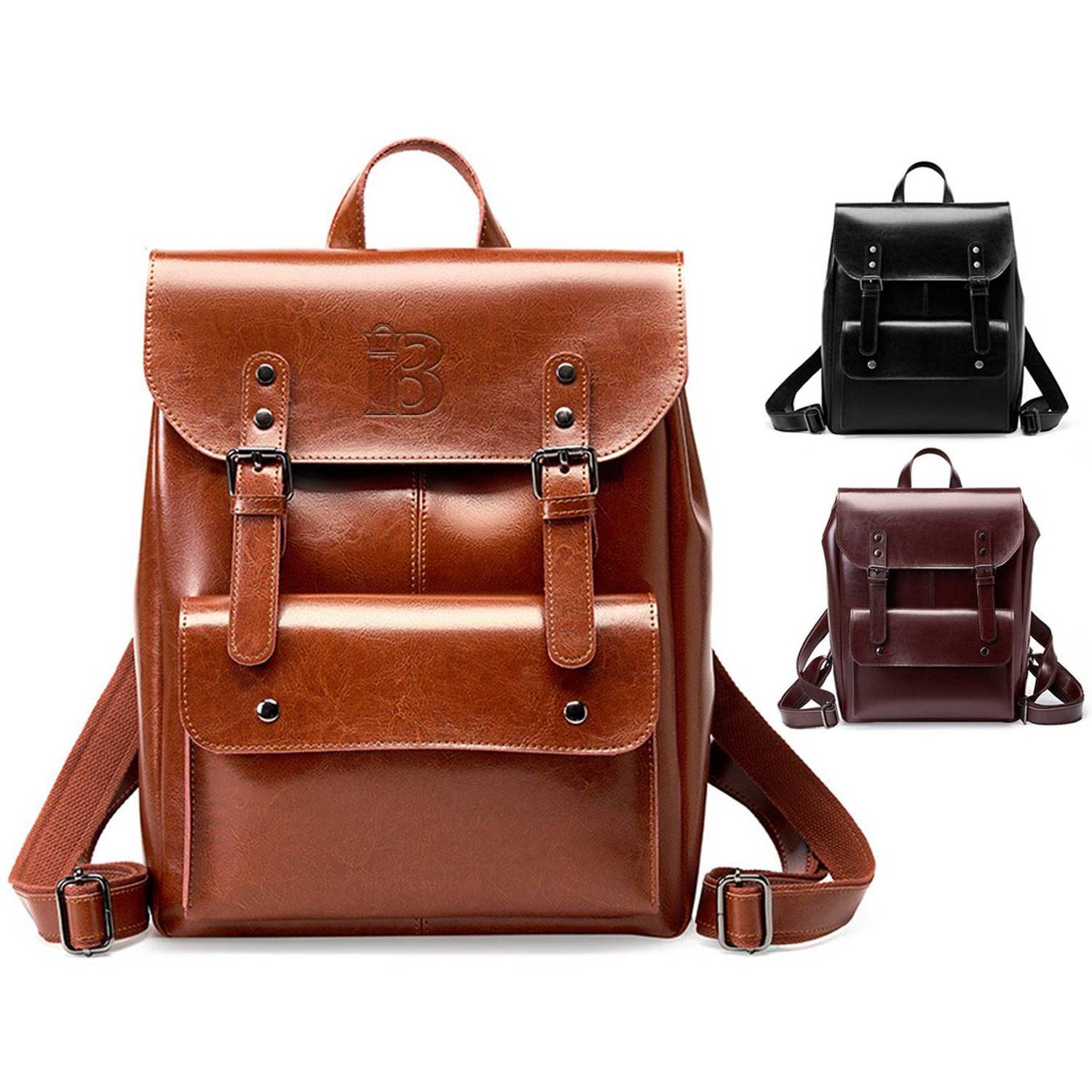 Women Travel Genuine Leather Backpack 4