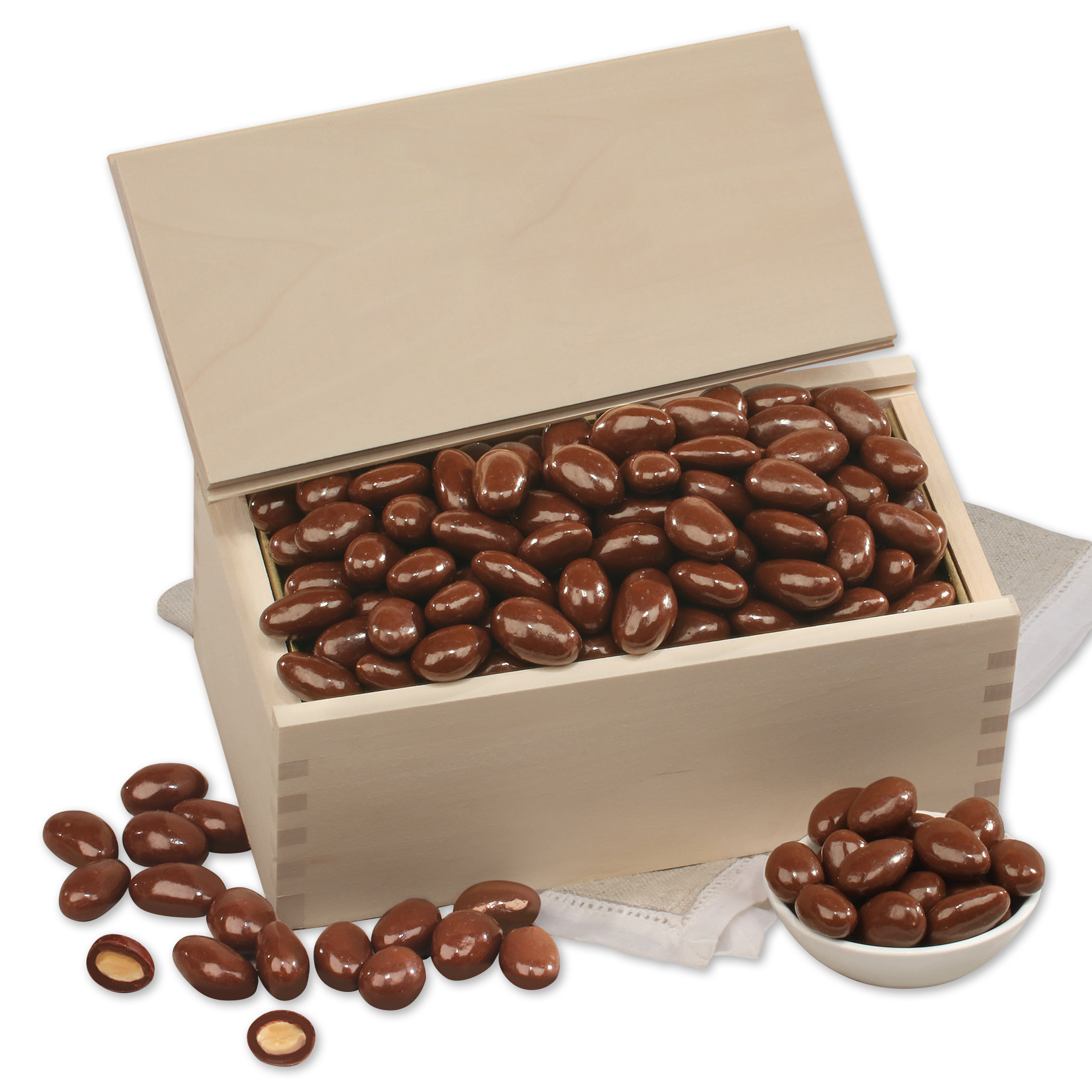 Milk Chocolate Covered Almonds in Wooden Collector's Box 2