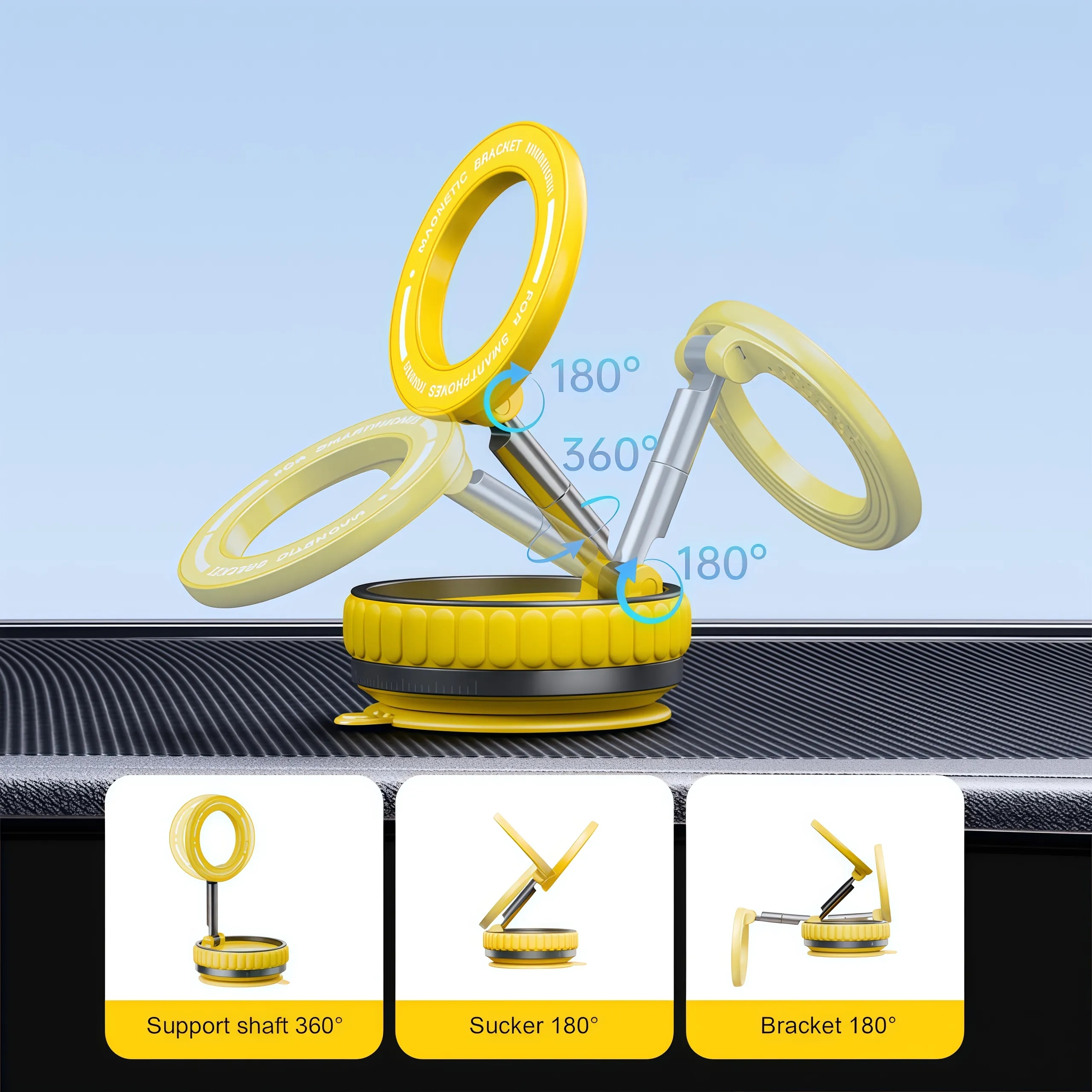 Car Phone Holder with Strong Magnet and Vacuum Base 8
