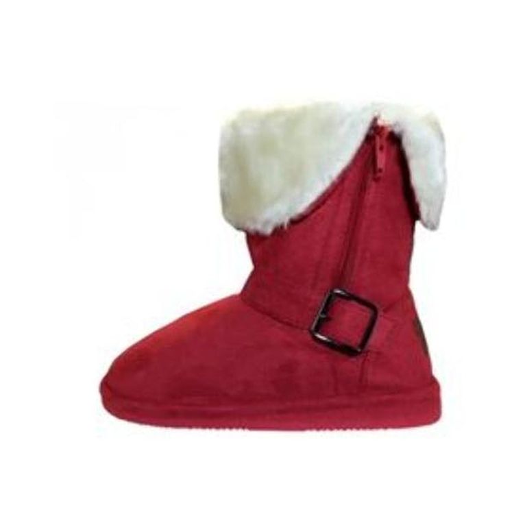 Girls' Fold Over Winter Boots - Red Size 11-4 Age 4-8 Years 2