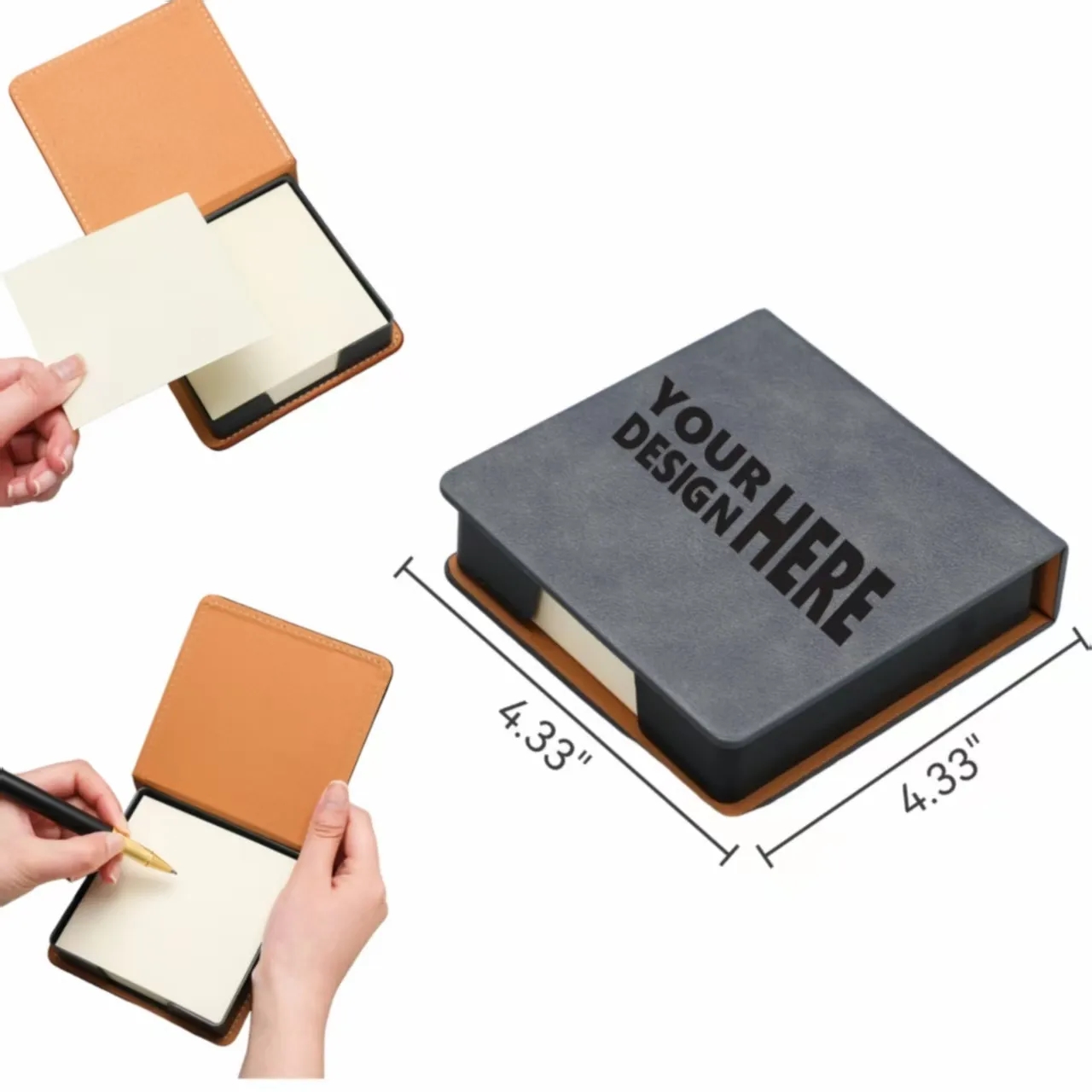 Faux Leather Office Memo Holder - Sticky Notes Organizer 4