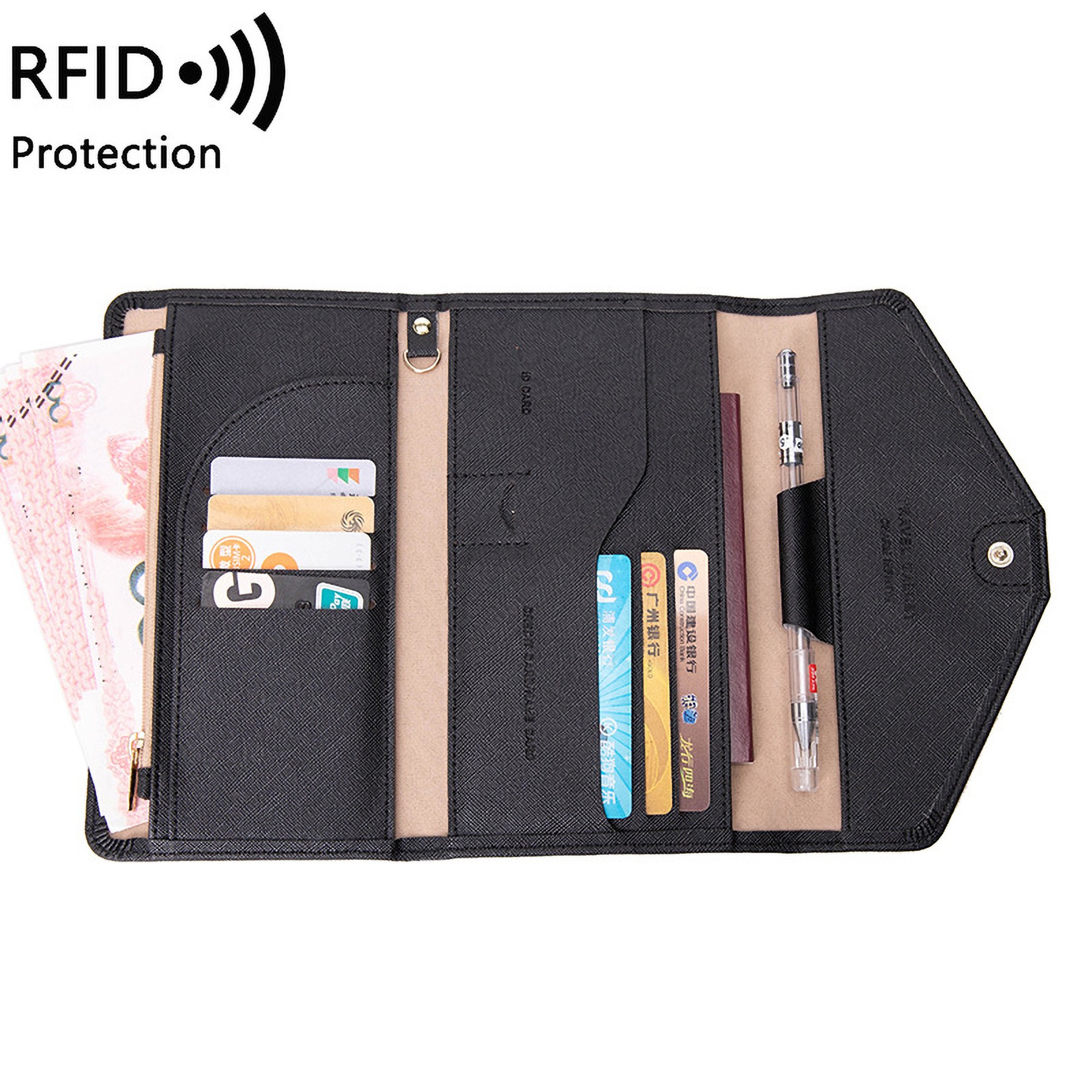 Mulit-Purpose Rfid Blocking Passport Holder Travel Wallet 3