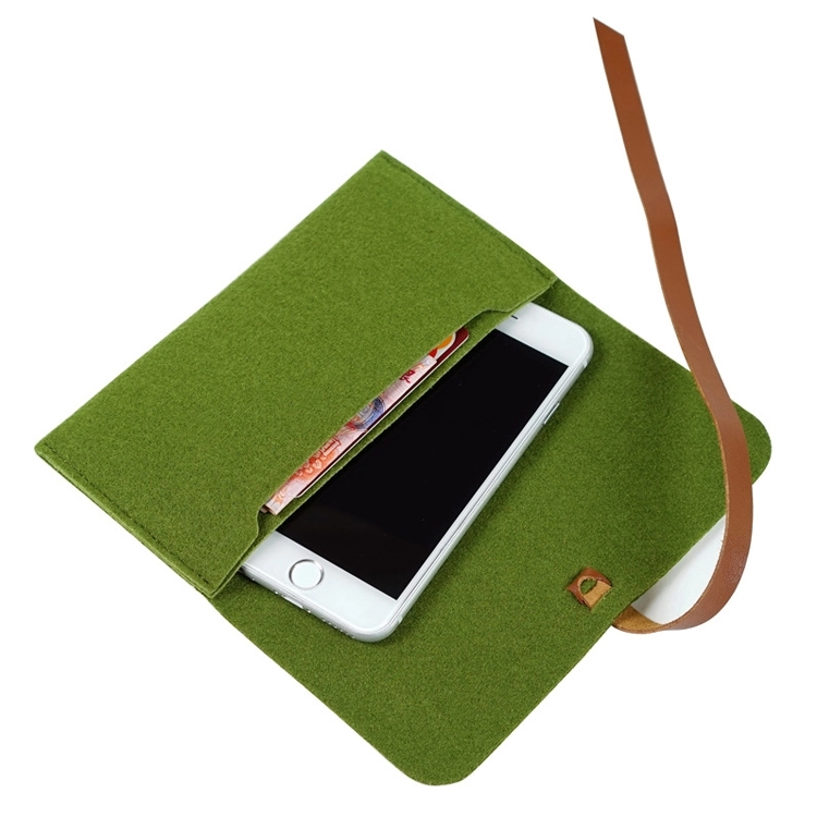 7" Brown Soft Felt Wallet Closed with Button 3