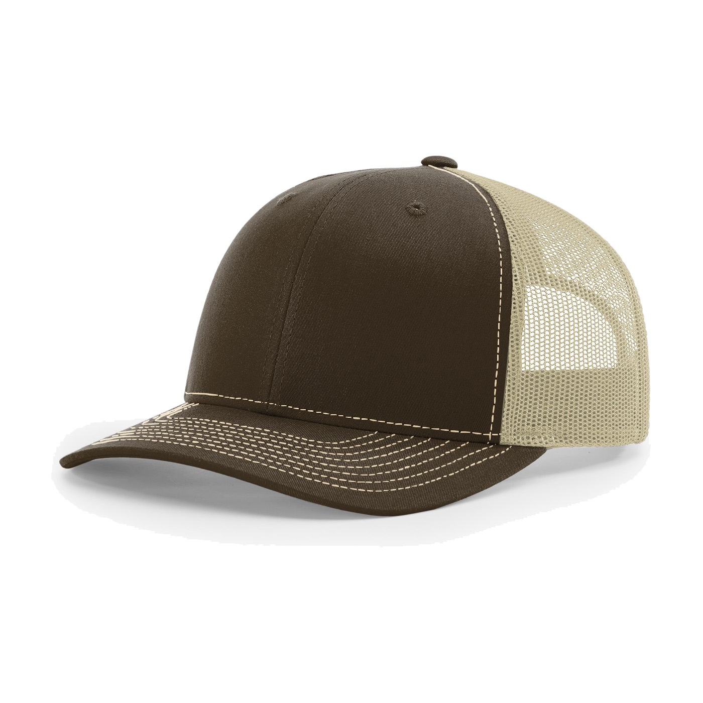 Richardson 112 6-Panel Snapback Trucker Hat w/Leatherette Adhesive Patches or Embroidery 131