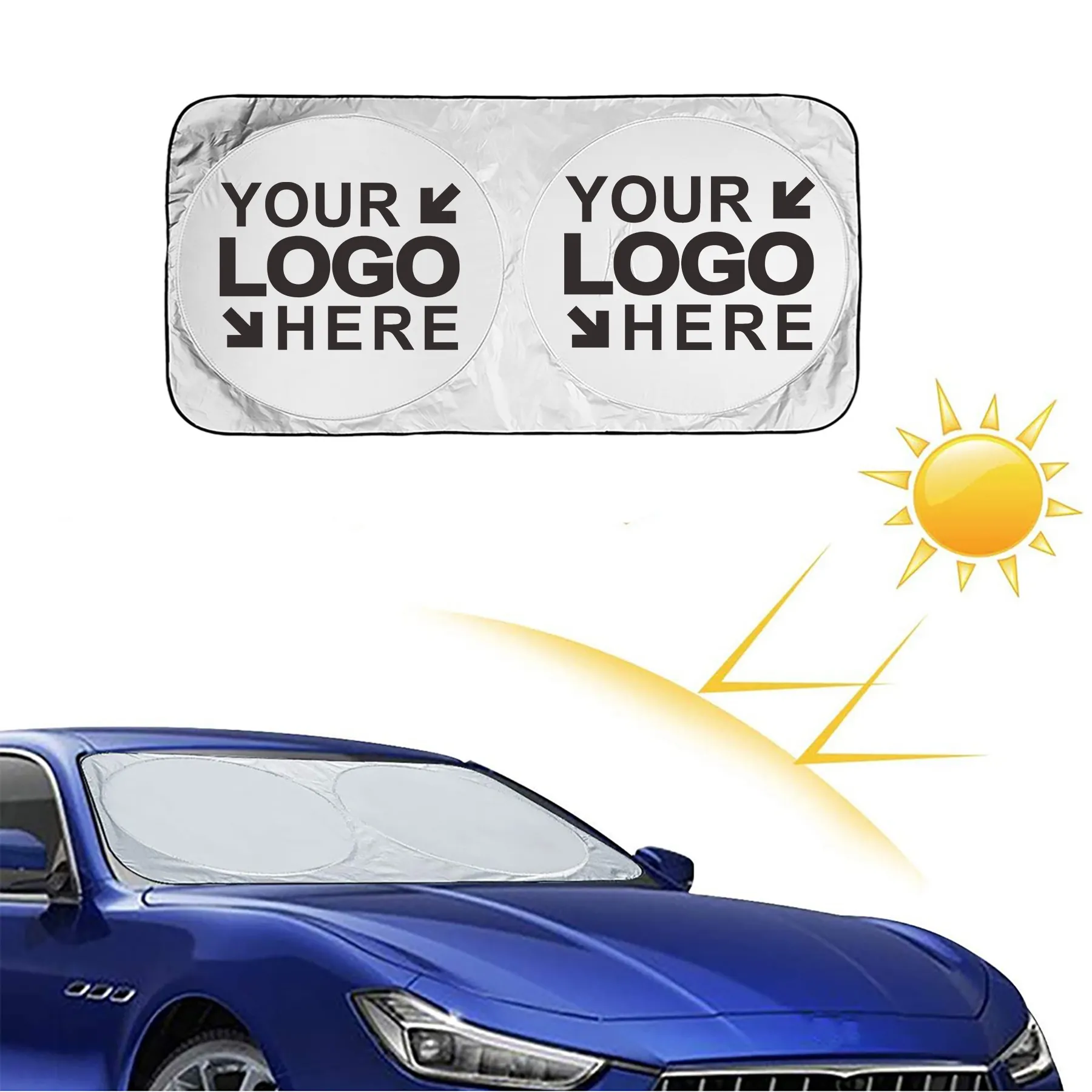Foldable Car Sunshade With Storage Pouch 2