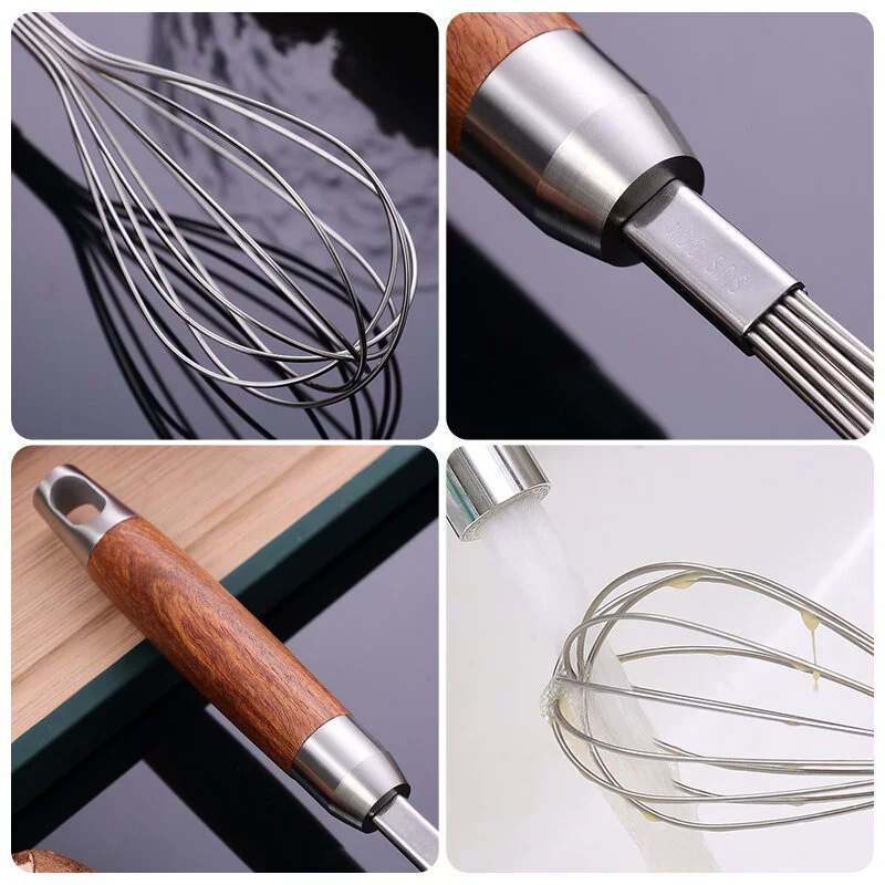 Premium Stainless Steel Whisk with Wooden Handle for Baking 4