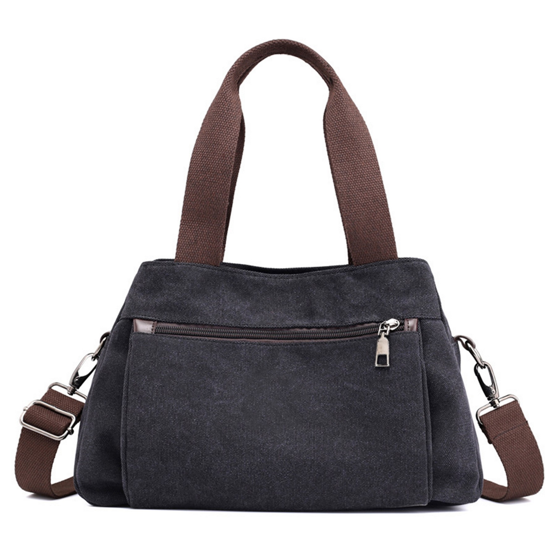 Zippered Canvas Tote Bag With Shoulder Strap 7
