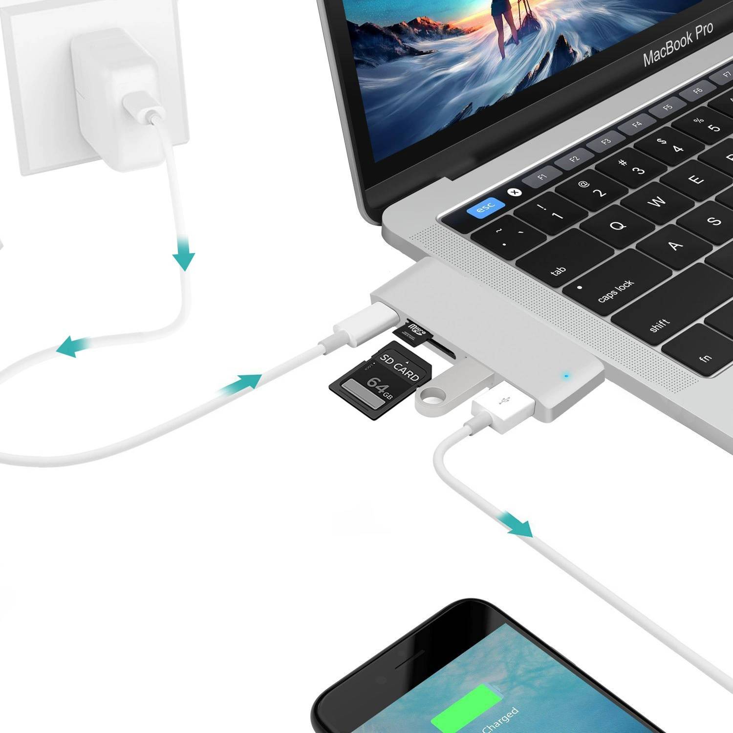 6 in 1 USB C Adapter for MacBook Laptop Computer 4