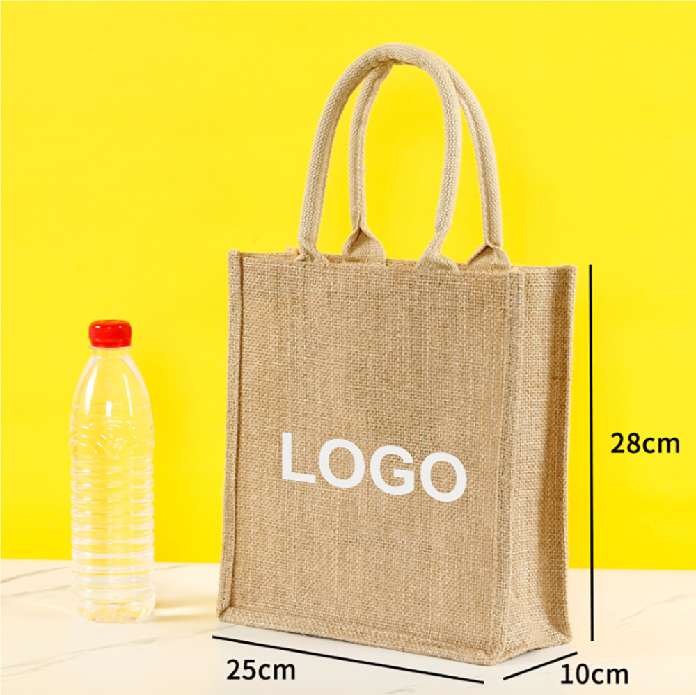 Reusable Jute Tote Bag 9.8" x 11" x 3.9" 2