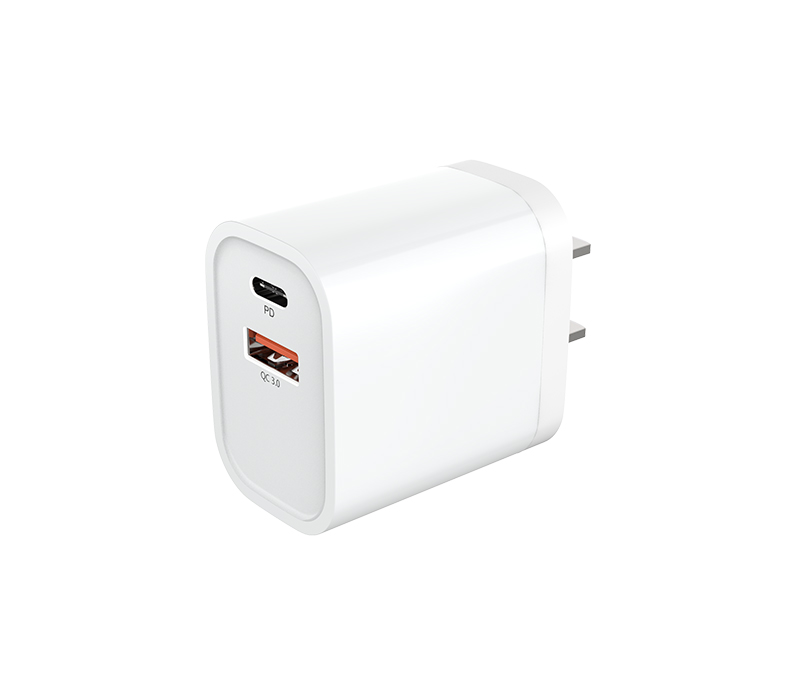 Dual Port USB Wall Plug Charger - PD 18W + QC3.0 2