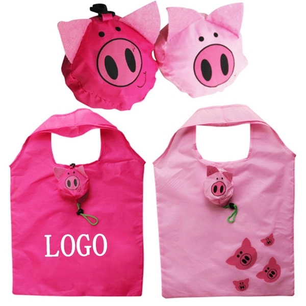 Pig Shaped Folding Shopper Tote Bag, custom tote bag with logo imprint 4